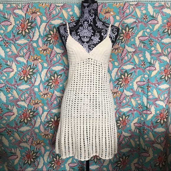 Brazilian Hand-Made Crochet Demi Dress (NWOT) plus Slip-Dress (2 Pc) Size Small - Picture 8 of 17